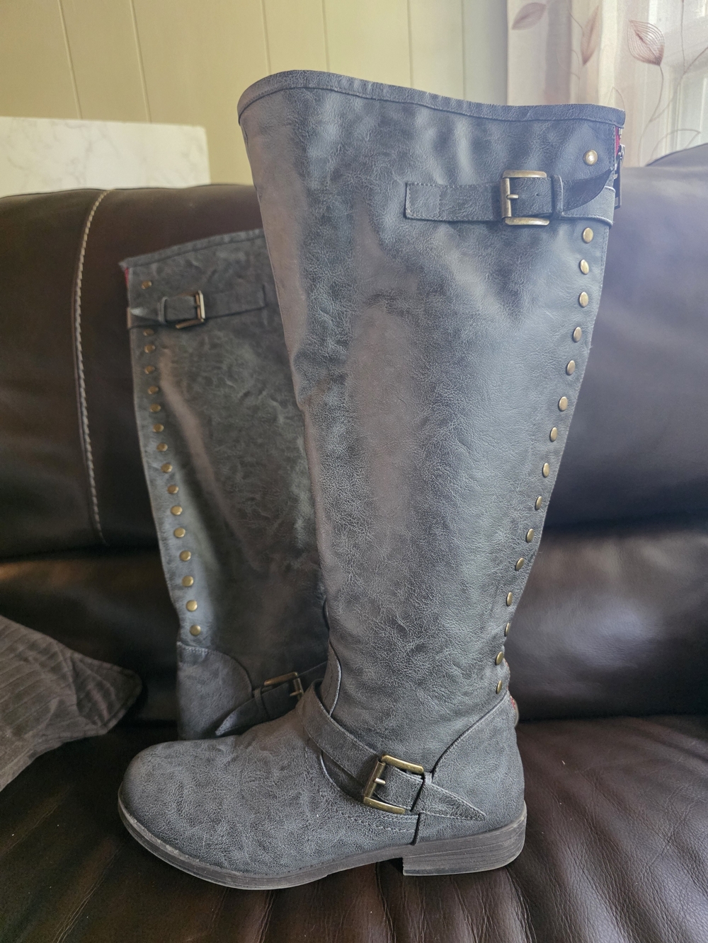 Women's Tall Boots Studded - Gray Size 11